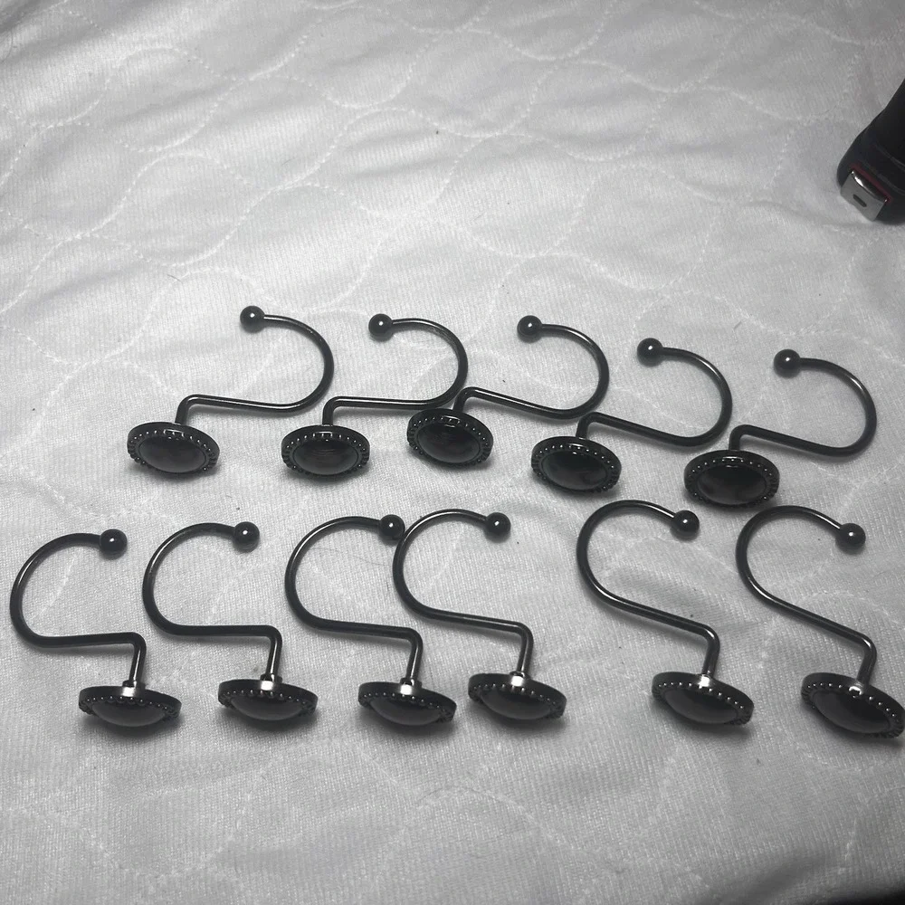 11PCS Oil Rubbed Bronze Rustproof Antique Decorative Shower Curtain Ring Holders